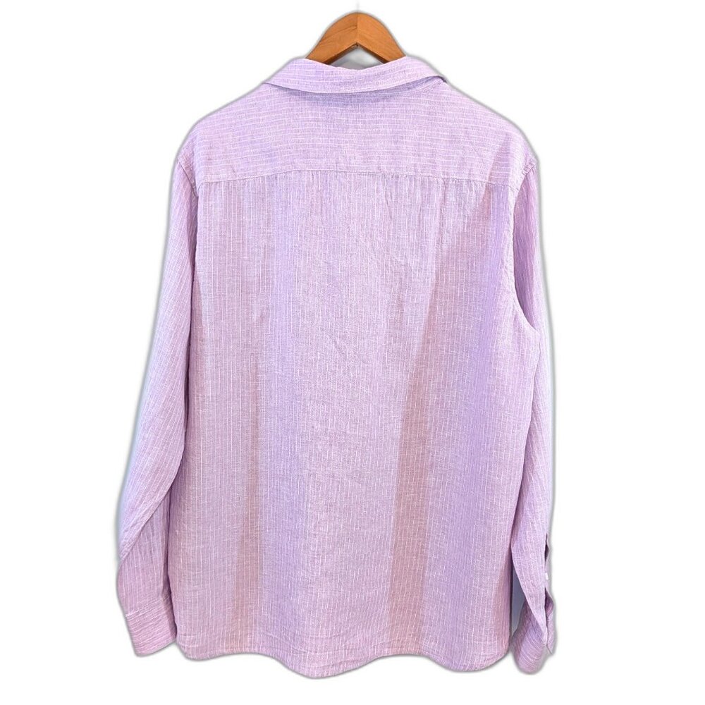 Vineyard Vines Men's | 100% Linen Purple Stripe Button Down Shirt | Size Large - Picture 3 of 8